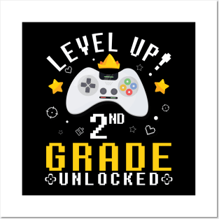 Gamer Fans Students Level Up 2nd Grade Unlocked First Day Of School Posters and Art